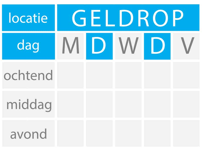 Week schema van Kevin Hendrix op praktijk locatie Geldrop