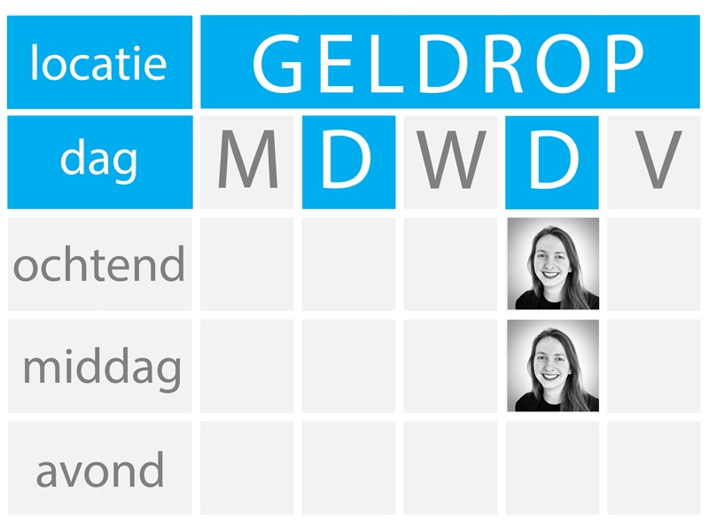 Week schema van Aylene de Kleijn op praktijk locatie Geldrop